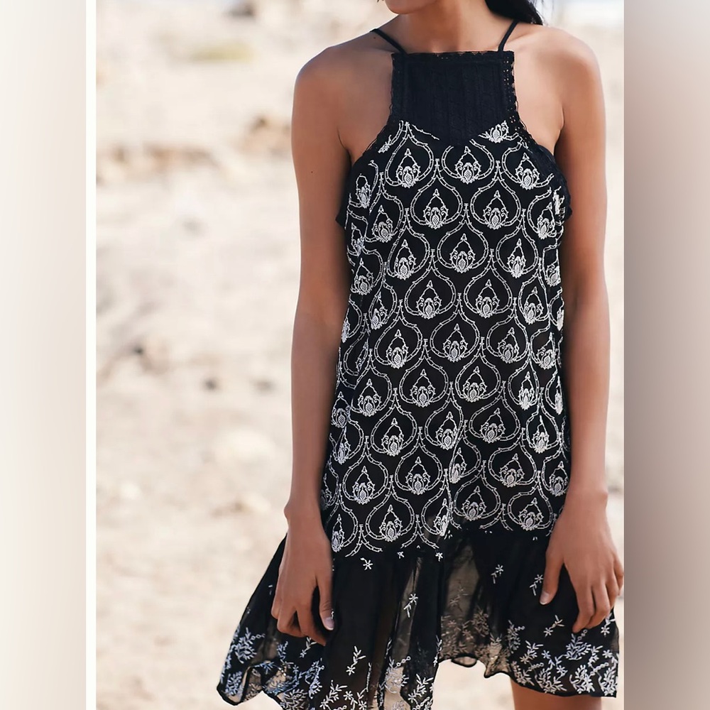 Anthropologie Sheer Embroidered Mini Dress NWT. Size XS
